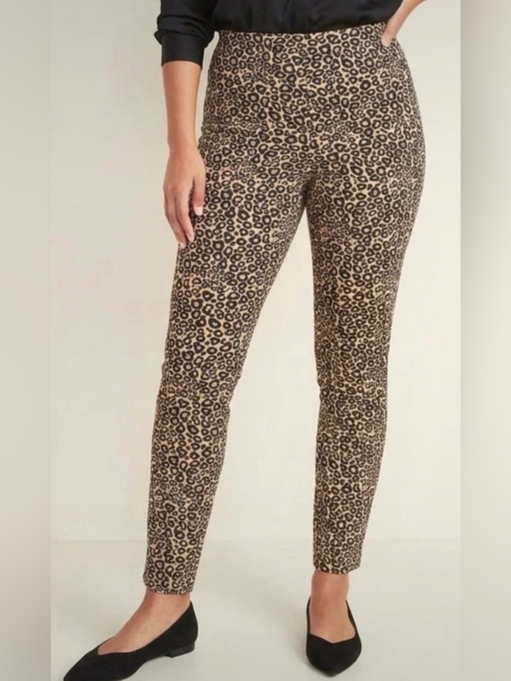 Who What Wear Leopard Print Skinny Ankle Pants - Tan/Black